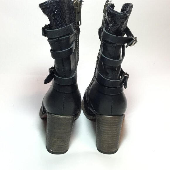 Freebird Baker Boots Black Leather Snakeskin Women's Size 9 Shoes Zip Biker - Picture 3 of 11